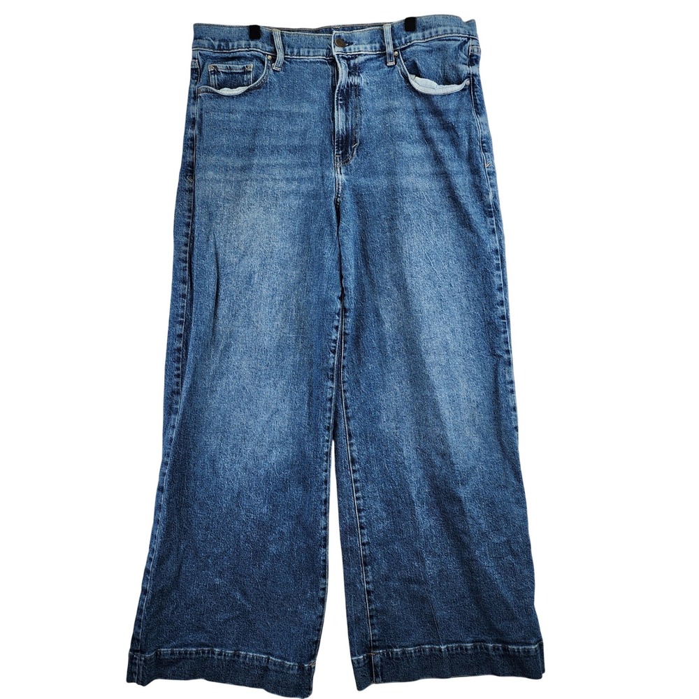 a.n.a High‎ Rise Wide Leg Jeans Womens 16 Blue Medium Wash Denim Retro Boho